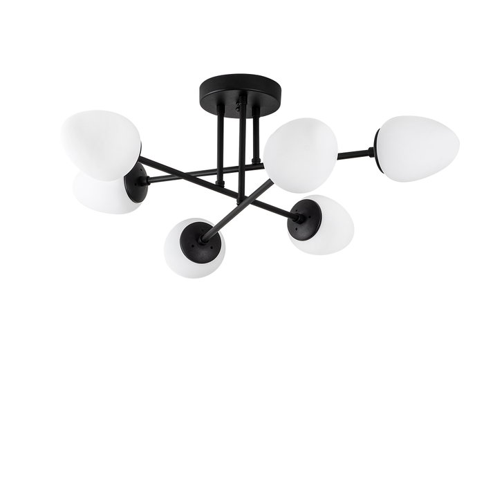 Opviq Lámpara de araña de cuerpo metálico en negro y crema Opviq Lámpara de araña de cuerpo metálico en negro y crema